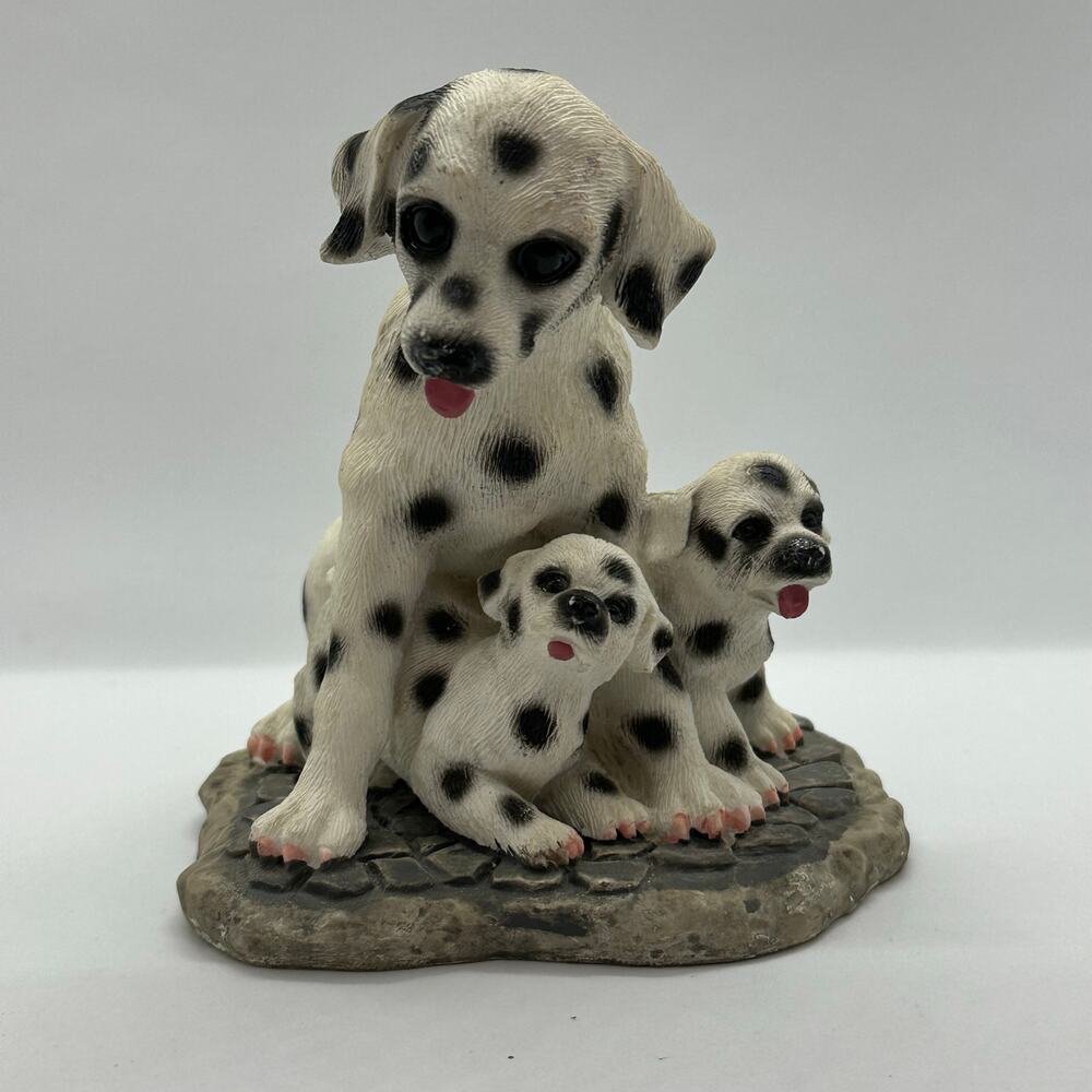 Dalmatian Figurine 3.25" High x 4"‎ Wide Mom and 2 Puppies Home Decor Dogs Sweet